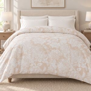Pottery Barn Monique Lhuillier Garden Rose Queen Duvet Cover Cotton Blush Pink